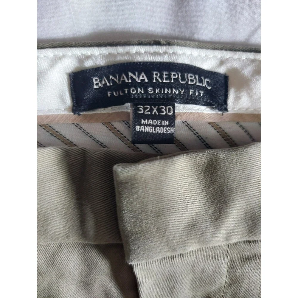 Banana Republic Men’s Green Skinny Fit Stretch Chino Pants Twill Waist 32